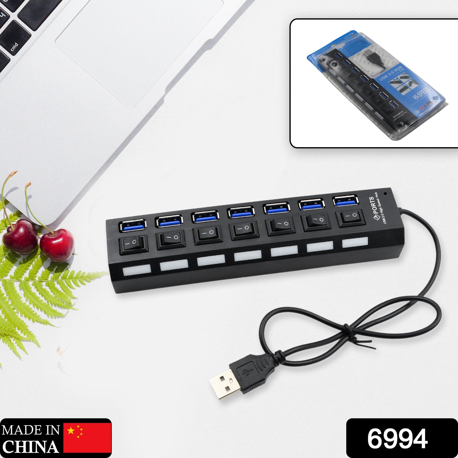6994 USB Splitter Multi Port USB 2.0 Hub, 7 Port with Independent On/Off Switch and LED Indicators USB A Port Data Hub, Suitable for PC Computer Keyboard Laptop Mobile HDD, Flash Drive Camera Etc 6994 USB Splitter Multi Port USB 2.0 Hub, 7 Port with Independent On/Off Switch and LED Indicators USB A Port Data Hub, Suitable for PC Computer Keyboard Laptop Mobile HDD, Flash Drive Camera Etc